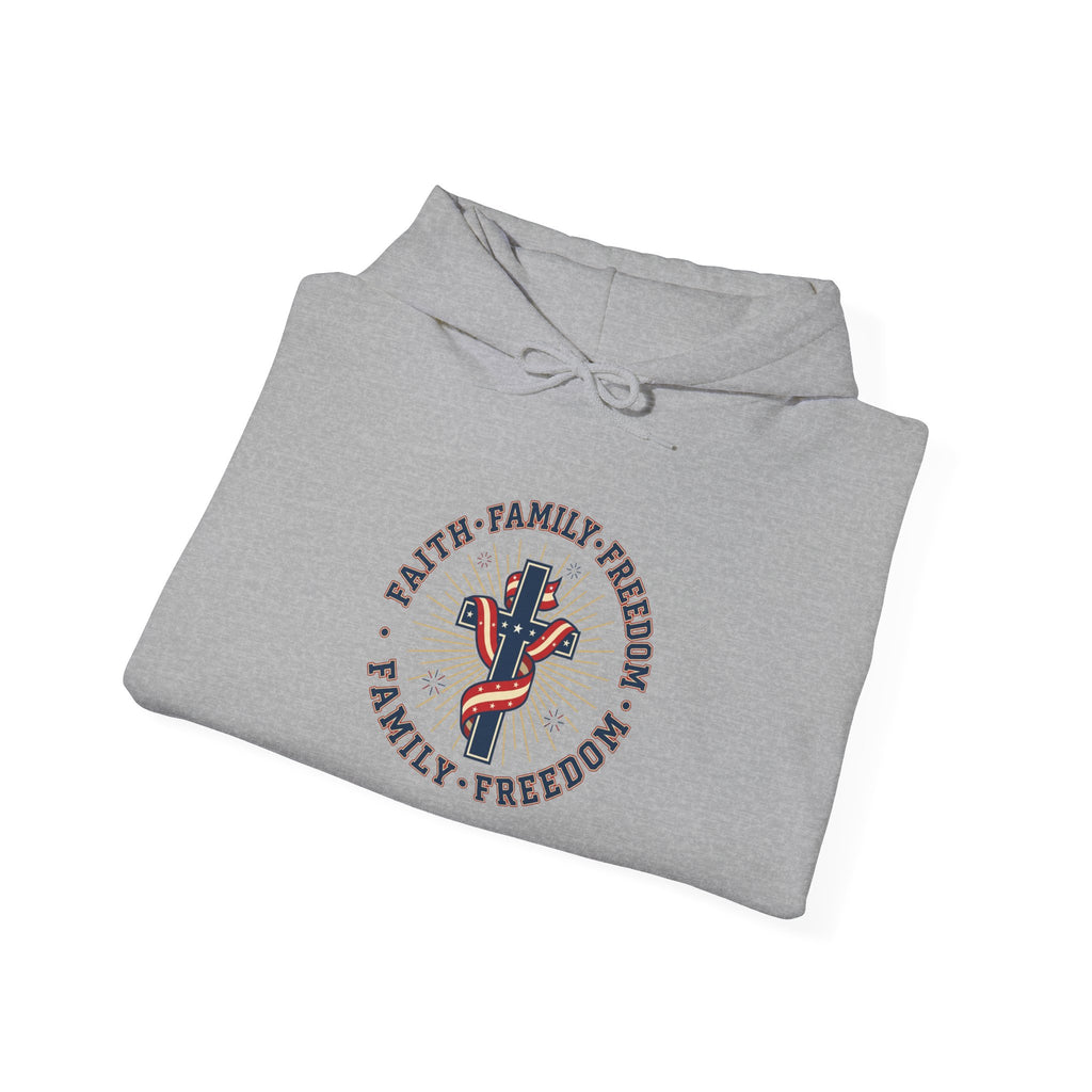 Faith Family Freedom Hoodie | Faith-forward Patriotic, Vintage Americana