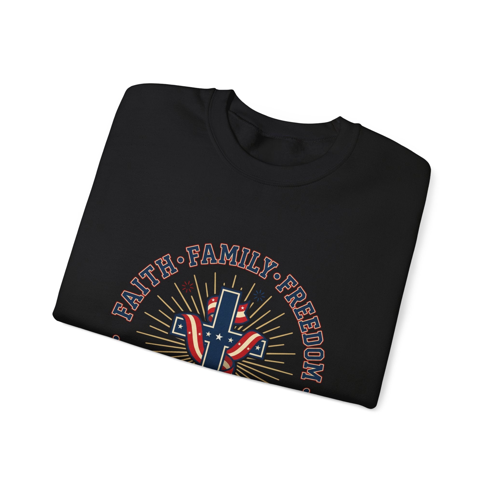 Faith • Family • Freedom Crewneck Sweatshirt | Patriotic, Faith-Based July 4th