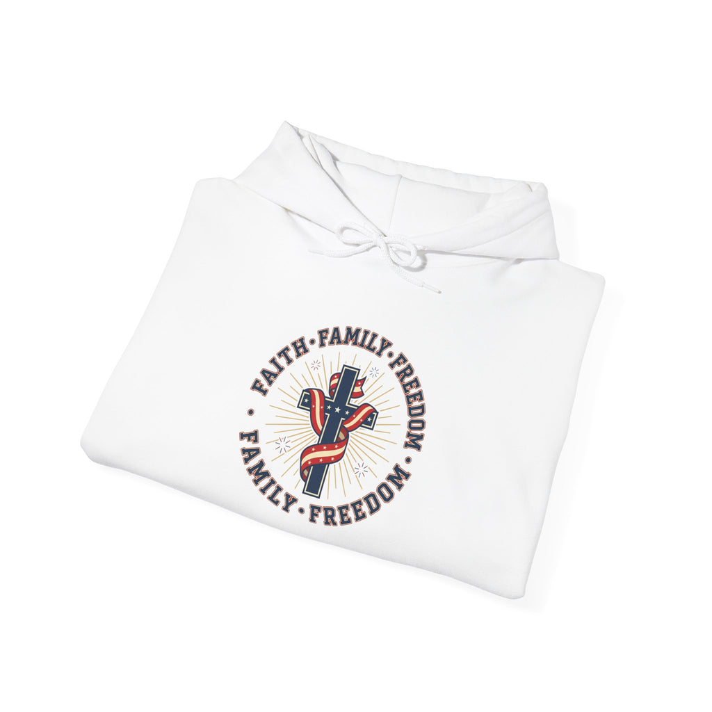 Faith Family Freedom Hoodie | Faith-forward Patriotic, Vintage Americana