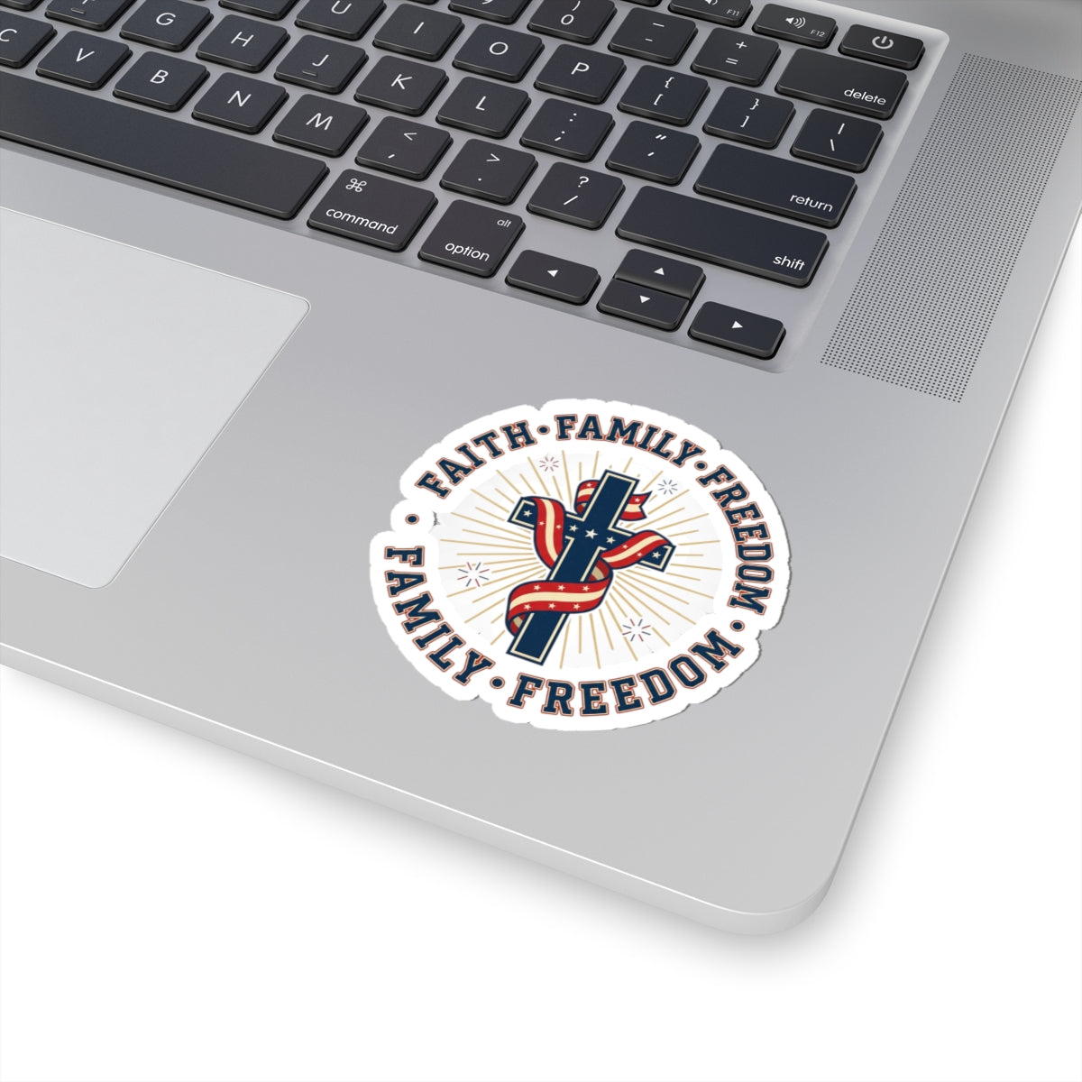 Faith • Family • Freedom Kiss-Cut Sticker | Patriotic, Faith-Based, Vintage Americana