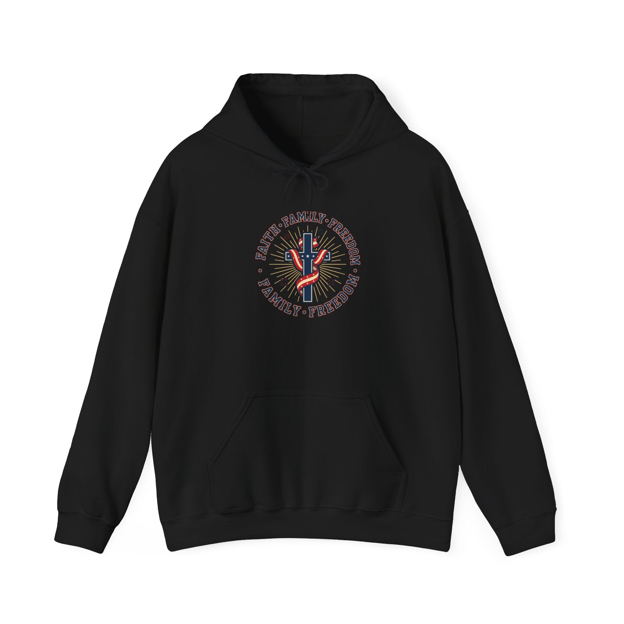 Faith Family Freedom Hoodie | Faith-forward Patriotic, Vintage Americana