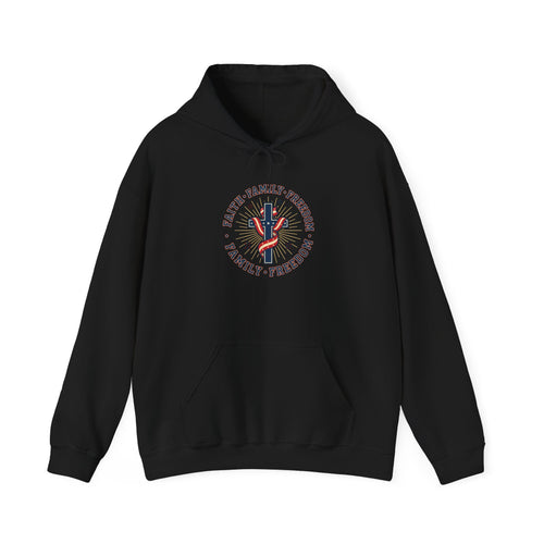 Faith Family Freedom Hoodie | Faith-forward Patriotic, Vintage Americana