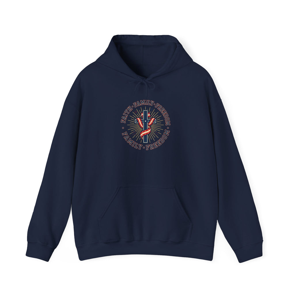 Faith Family Freedom Hoodie | Faith-forward Patriotic, Vintage Americana