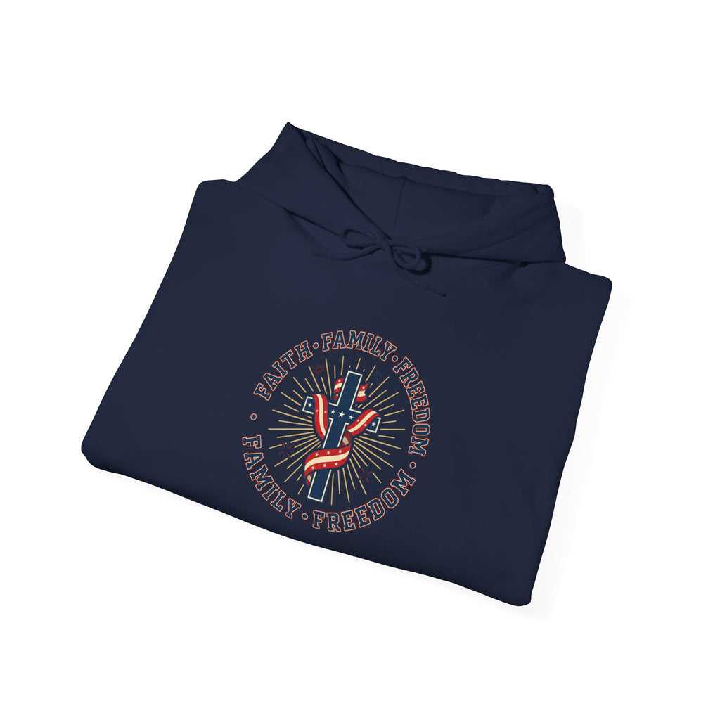 Faith Family Freedom Hoodie | Faith-forward Patriotic, Vintage Americana