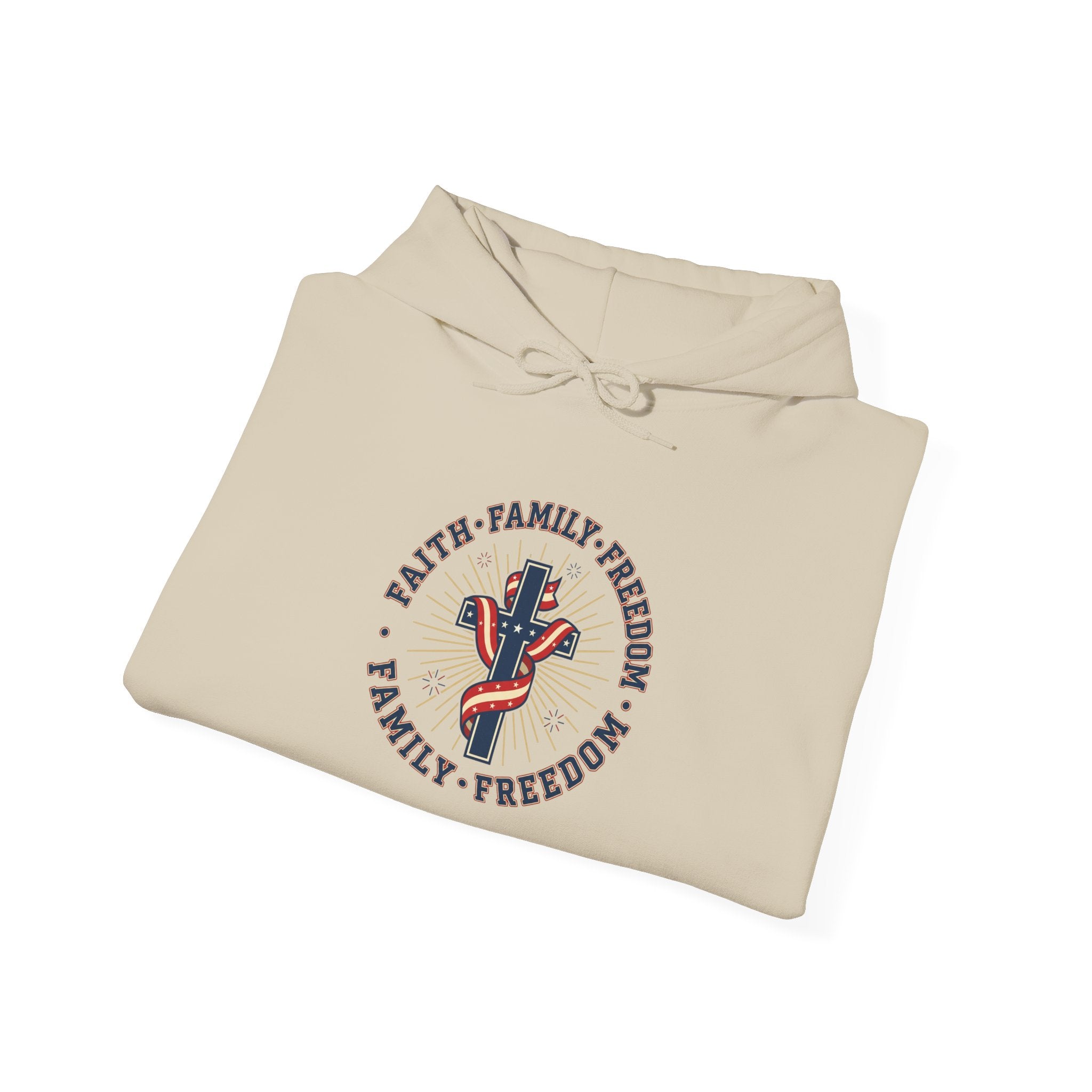Faith Family Freedom Hoodie | Faith-forward Patriotic, Vintage Americana
