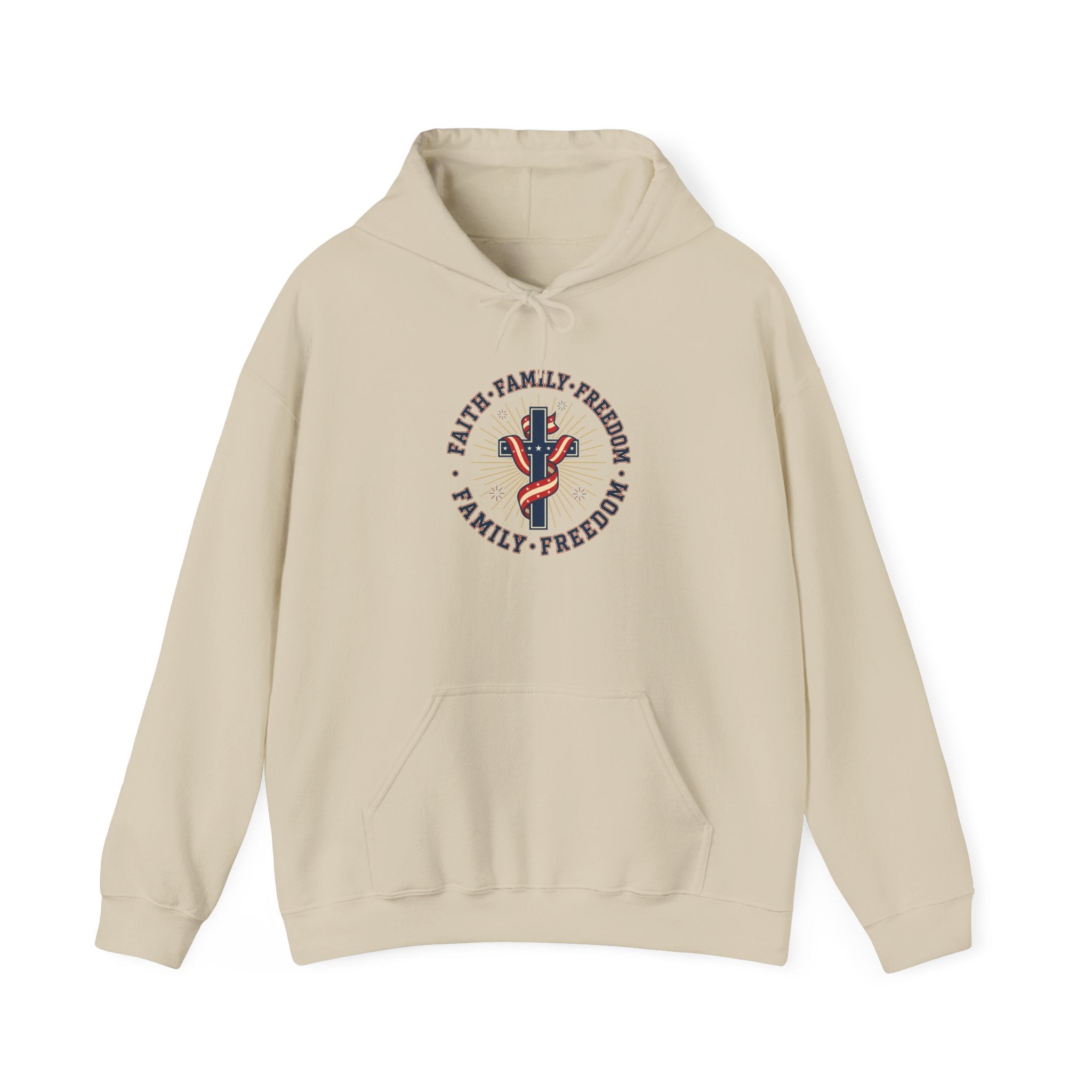 Faith Family Freedom Hoodie | Faith-forward Patriotic, Vintage Americana