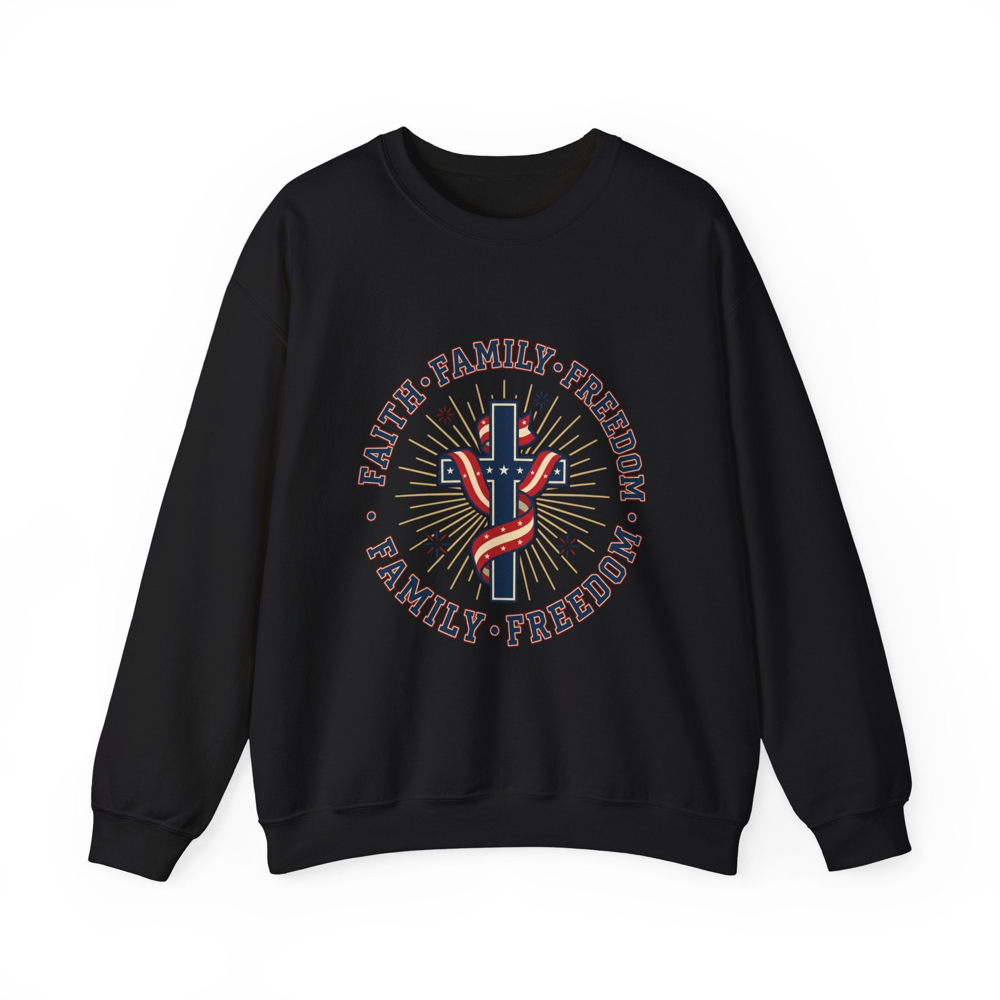 Faith • Family • Freedom Crewneck Sweatshirt | Patriotic, Faith-Based July 4th