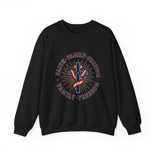 Faith • Family • Freedom Crewneck Sweatshirt | Patriotic, Faith-Based July 4th